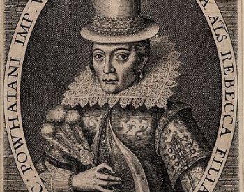 Engraving of Pocahontas by Simon van de Passe was created in 1616.