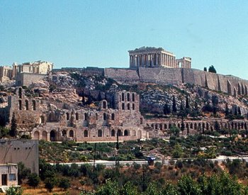 Image: Photograph of the Acropolis from the Pnyx taken in 1967 by Roger Wollstadt. From Flickr.