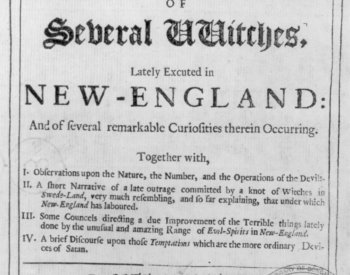 Cover page of Wonders of the invisible world: being an account of the trials of several witches, lately executed in New England.